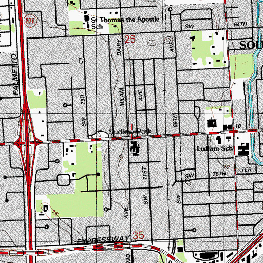 Topographic Map of South Miami Lutheran School, FL