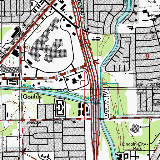 Topographic Map of South Miami-Dade Government Center, FL