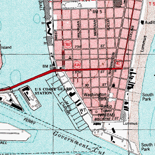 Topographic Map of South Pointe Elementary School, FL