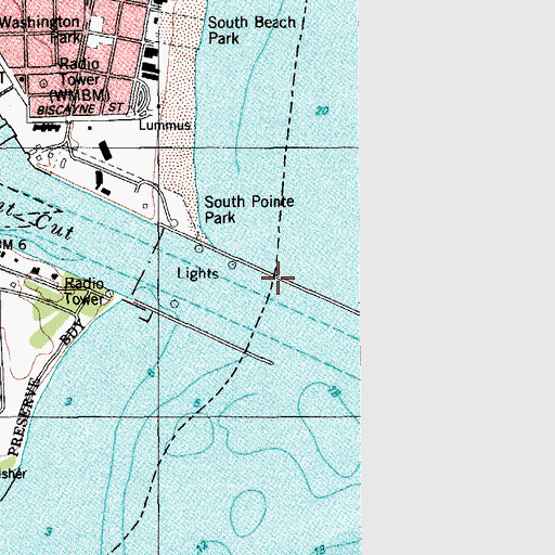 Topographic Map of South Pointe Fishing Pier, FL