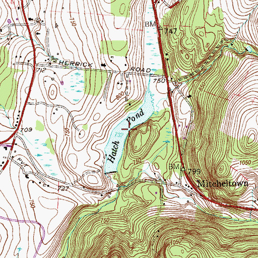 Topographic Map of Hatch Pond, CT
