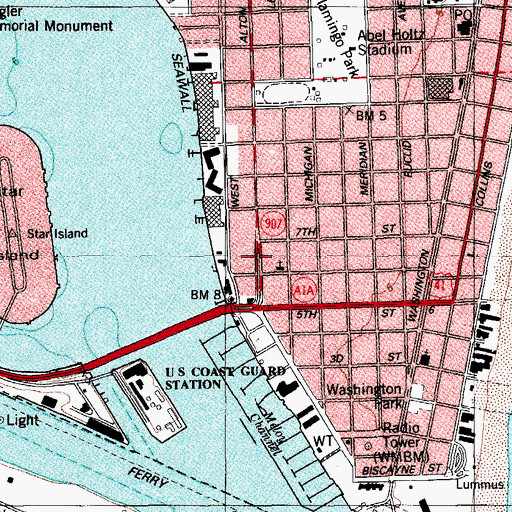 Topographic Map of South Shore Hospital and Medical Center, FL