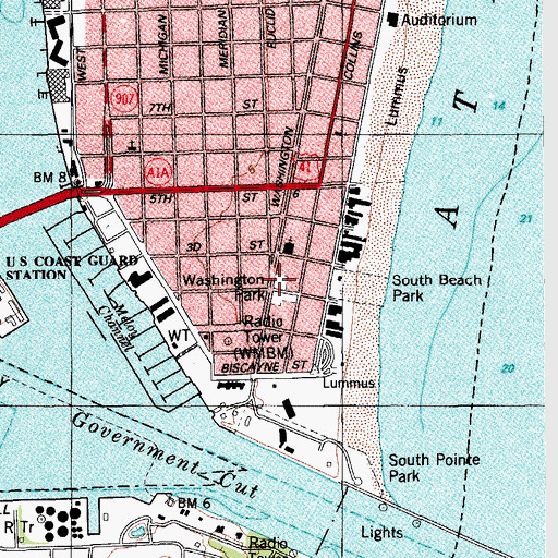 Topographic Map of South Shore Library, FL