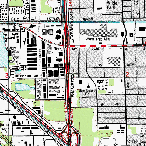 Topographic Map of Southern Winds Hospital, FL