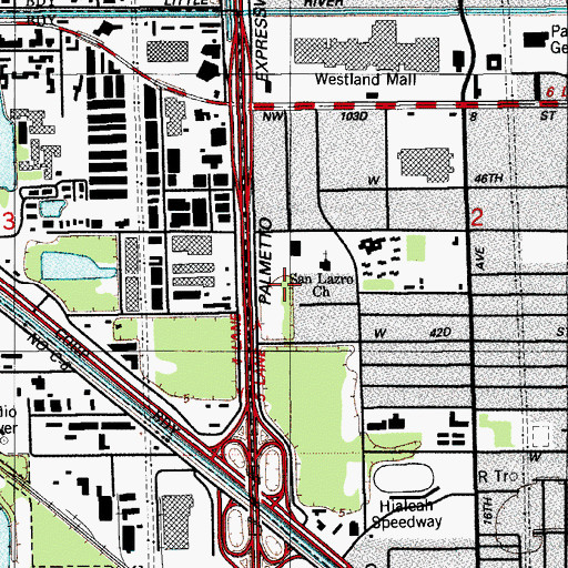 Topographic Map of Southern Winds Hospital, FL