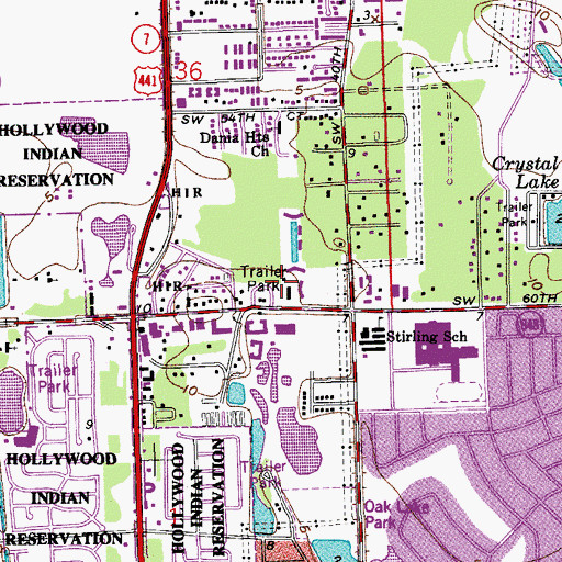 Topographic Map of Stirling Road Library, FL