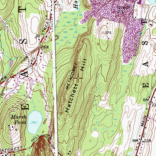 Topographic Map of Hatchett Hill, CT