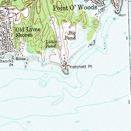 Topographic Map of Hatchett Point, CT