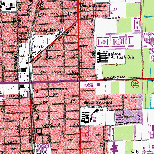 Topographic Map of Sheridan Square Shopping Center, FL