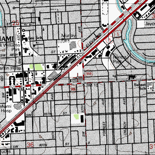 Topographic Map of Shops at Sunset Place, FL