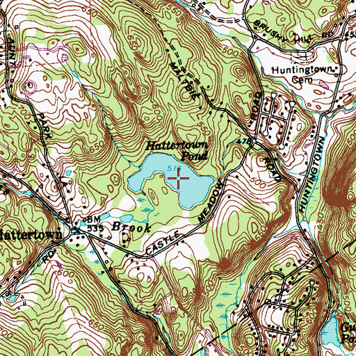 Topographic Map of Hattertown Pond, CT