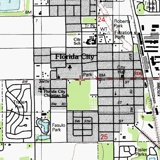 Topographic Map of Rosa Parks Community School-Florida City, FL