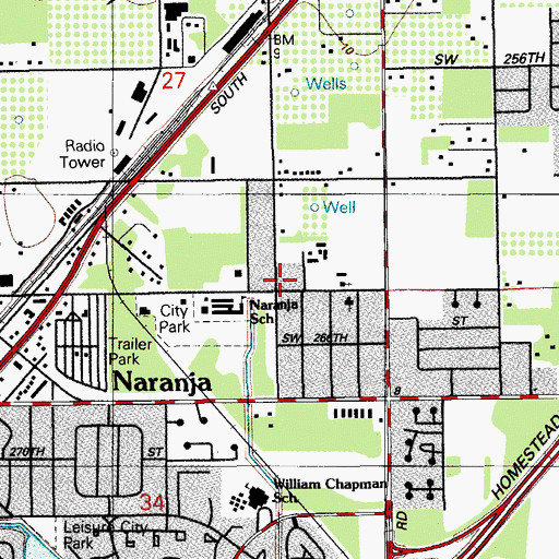 Topographic Map of Saint Ann Mission - Naranja Center, FL
