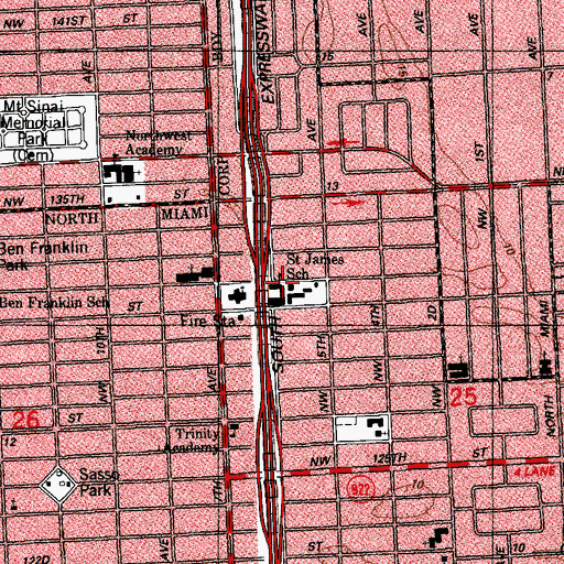 Topographic Map of Saint James Catholic School, FL