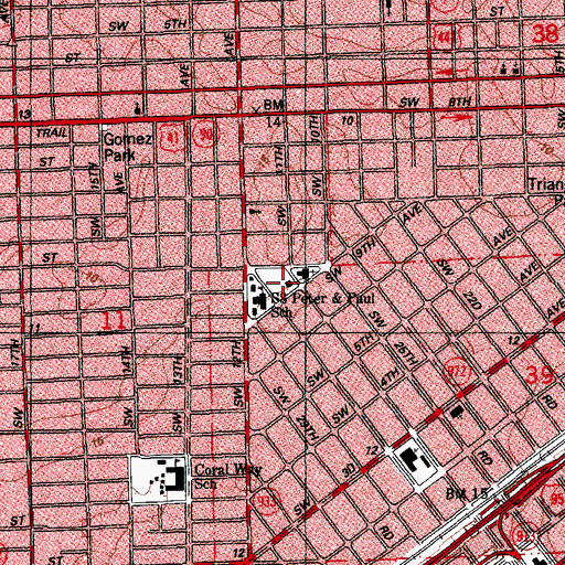 Topographic Map of Saints Peter and Paul School, FL