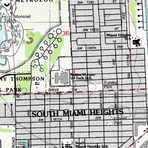 Topographic Map of Robert Morgan Vocational Technical Institute Day Care, FL