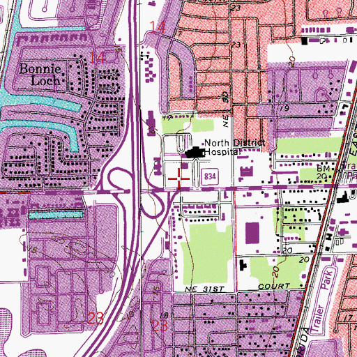 Topographic Map of Pompano Rehabiliation and Nursing Center, FL
