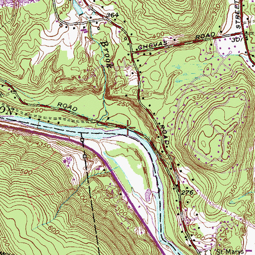 Topographic Map of Hawley Brook, CT