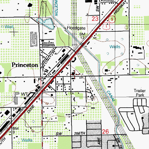 Topographic Map of Princeton Christian School, FL