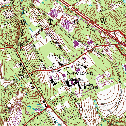 Topographic Map of Hawley Elementary School, CT
