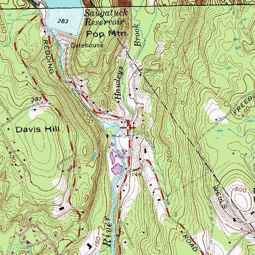Topographic Map of Hawleys Brook, CT