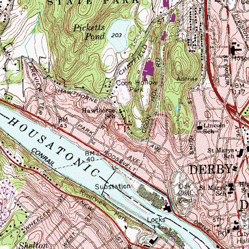 Topographic Map of Hawthorne School, CT