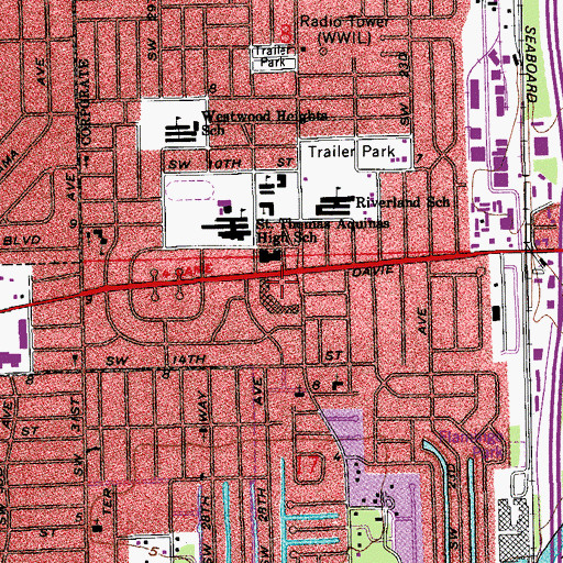 Topographic Map of Riverland Branch Library, FL