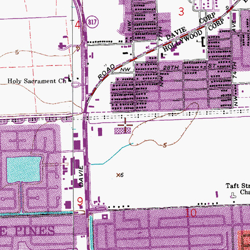 Topographic Map of Memorial Hospital Pembroke, FL