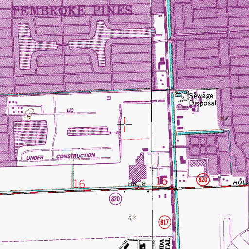 Topographic Map of Pembroke Commons Shopping Center, FL