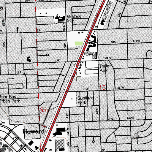 Topographic Map of Pinecrest Police Department, FL