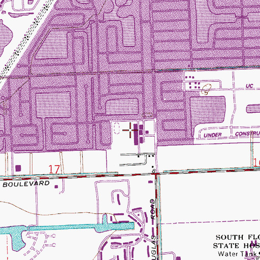 Topographic Map of Pines Middle School, FL