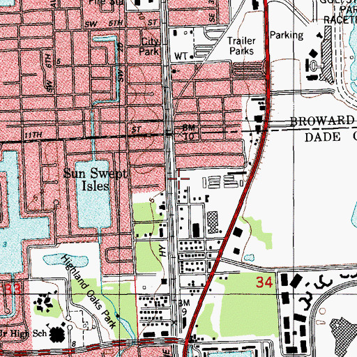 Topographic Map of Palm Garden, FL