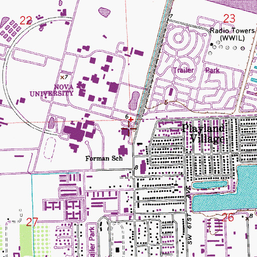 Topographic Map of Nova Blanche Forman Elementary School, FL