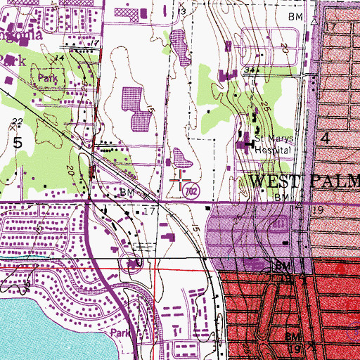 Topographic Map of Oakwood Center of the Palm Beaches, FL
