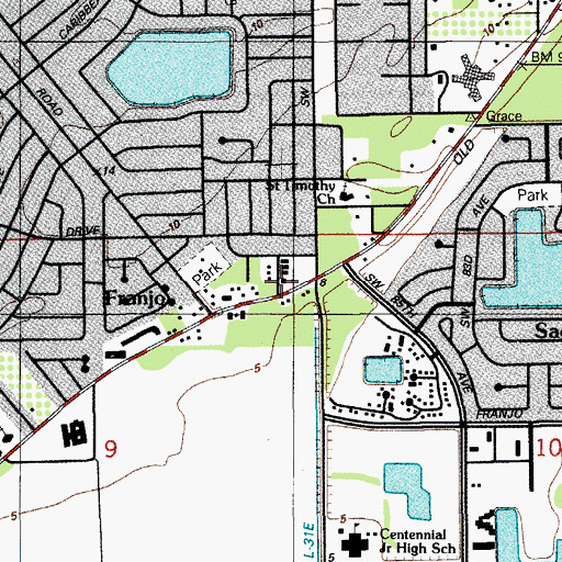 Topographic Map of Old Cutler Academy, FL