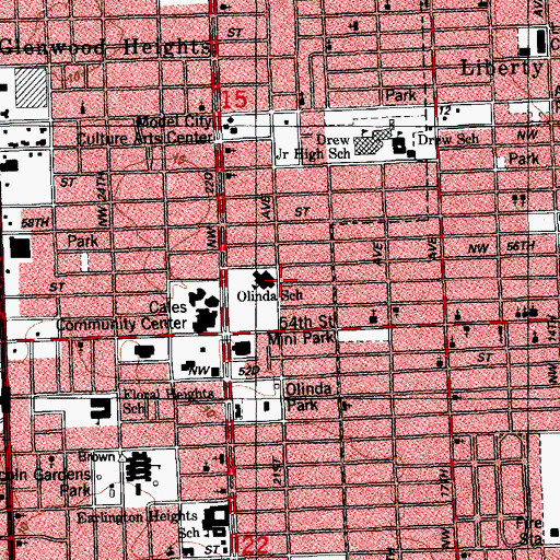 Topographic Map of Olinda Head Start, FL