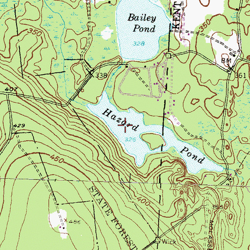 Topographic Map of Hazard Pond, CT