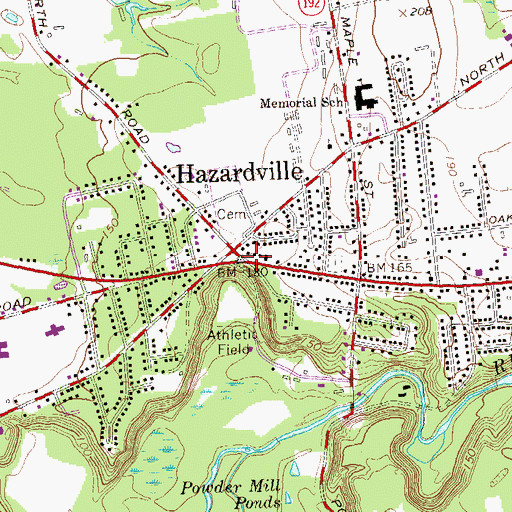 Topographic Map of Hazardville, CT