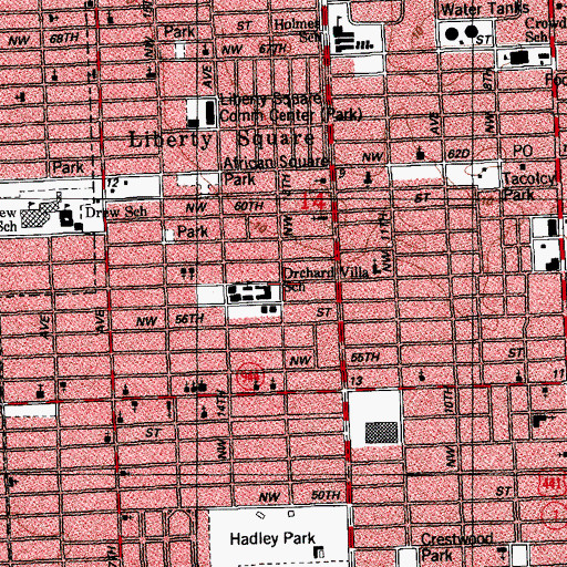Topographic Map of Orchard Villa Headstart, FL