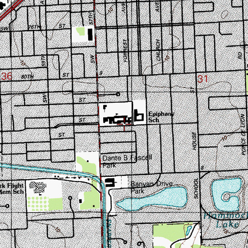 Topographic Map of Our Lady of Lourdes Academy, FL