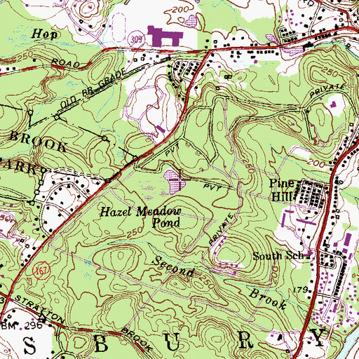 Topographic Map of Hazel Meadow Pond, CT