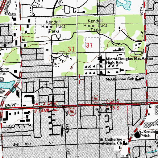 Topographic Map of Palace at Kendall Nursing and Rehabilitation Center, FL