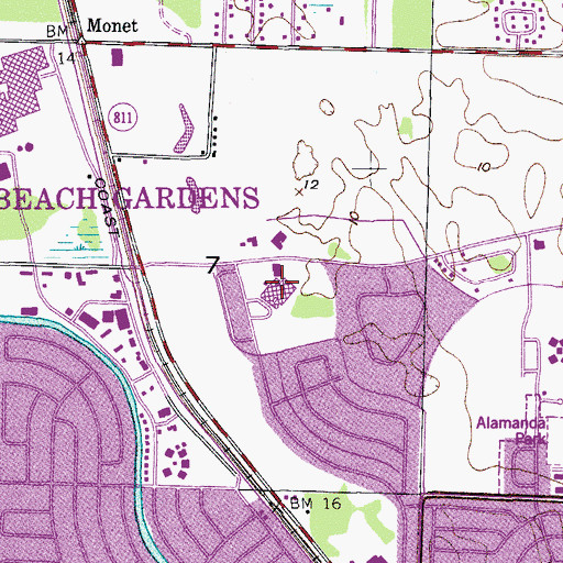 Topographic Map of Palm Beach Gardens Medical Center, FL