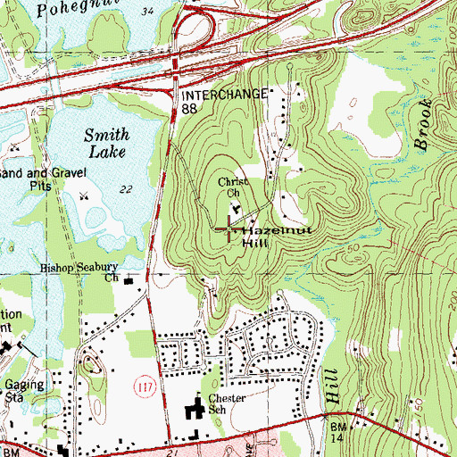 Topographic Map of Hazelnut Hill, CT