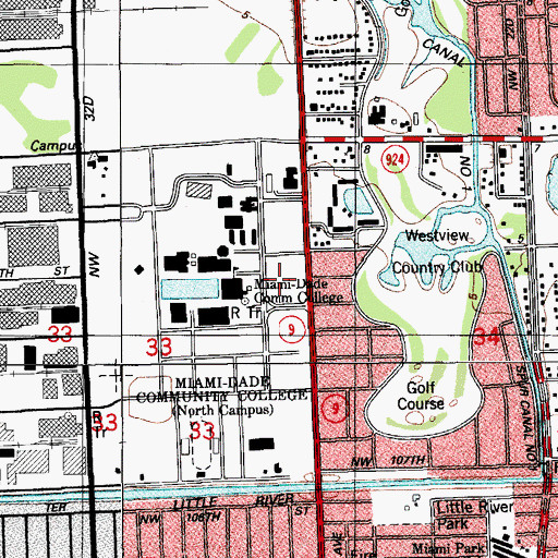 Topographic Map of Nathaniel Traz Powell Stadium, FL