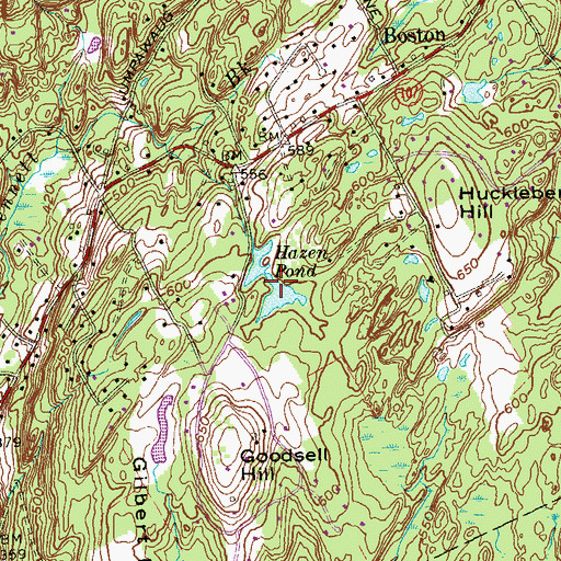Topographic Map of Hazen Pond, CT