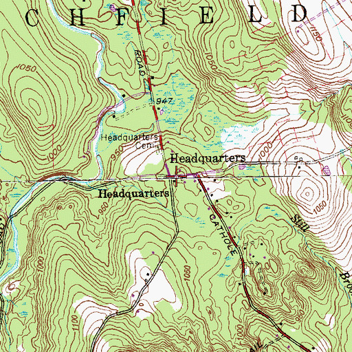 Topographic Map of Headquarters, CT
