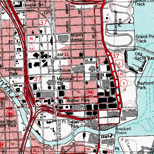 Topographic Map of New World School of the Arts, FL