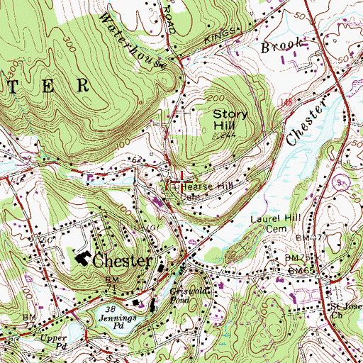 Topographic Map of Hearse Hill Cemetery, CT