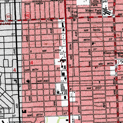 Topographic Map of North Central Library, FL